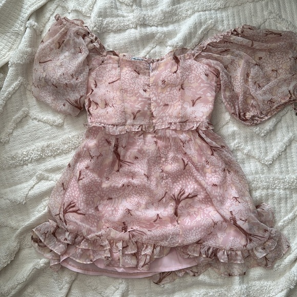 Pink Floral Mini Dress - size M - Picture 6 of 6